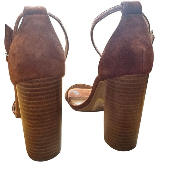 Steve Madden Chestnut Brown Carrson Dress Sandal Block Heel - Picture 9 of 12